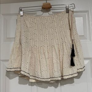 Flannel Australia White Eyelet Beaded Mini Skirt